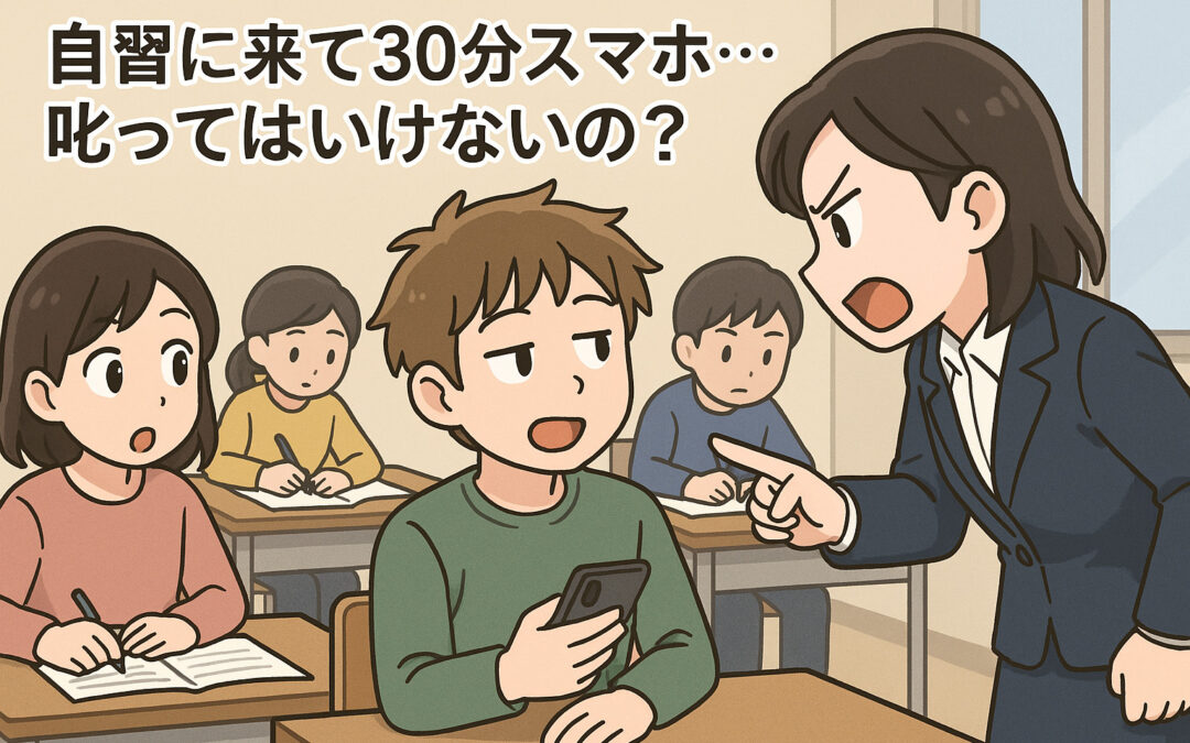 自習に来て30分スマホ…叱ってはいけないの?いや叱る!